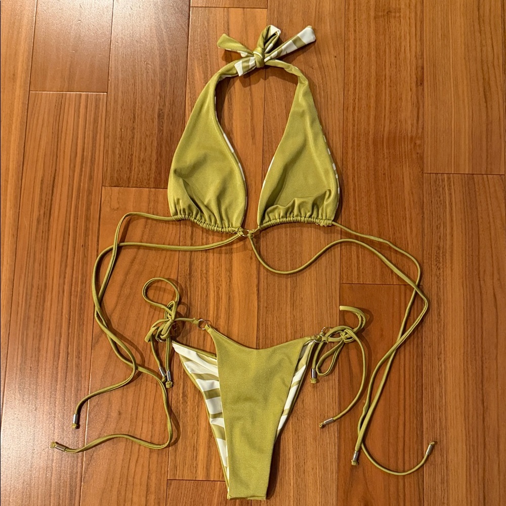 Olive Green Halter Bikini Set